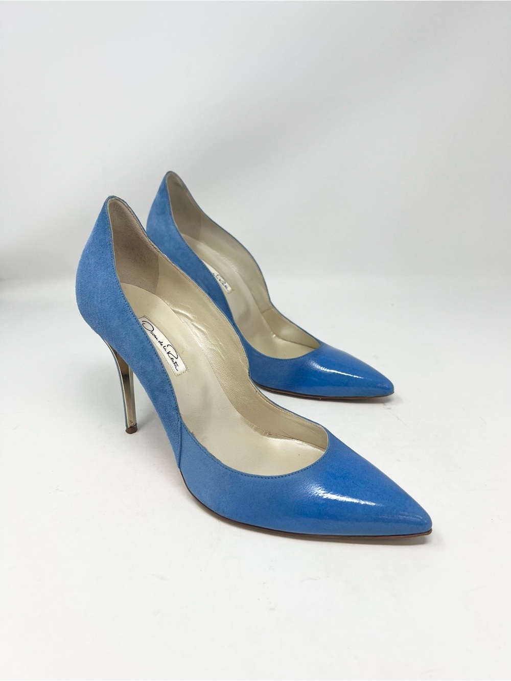 OSCAR DE LA RENTA Sabrina Blue Pointed Toe Pumps 41 EU Work Statement Party